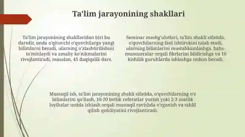 Ta'lim mazmuni va ta'lim jarayoni 4