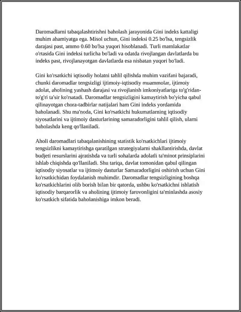 AHOLI DAROMADLARI TABAQALASHUVINING STATISTIK KO'RSATKICHI 4