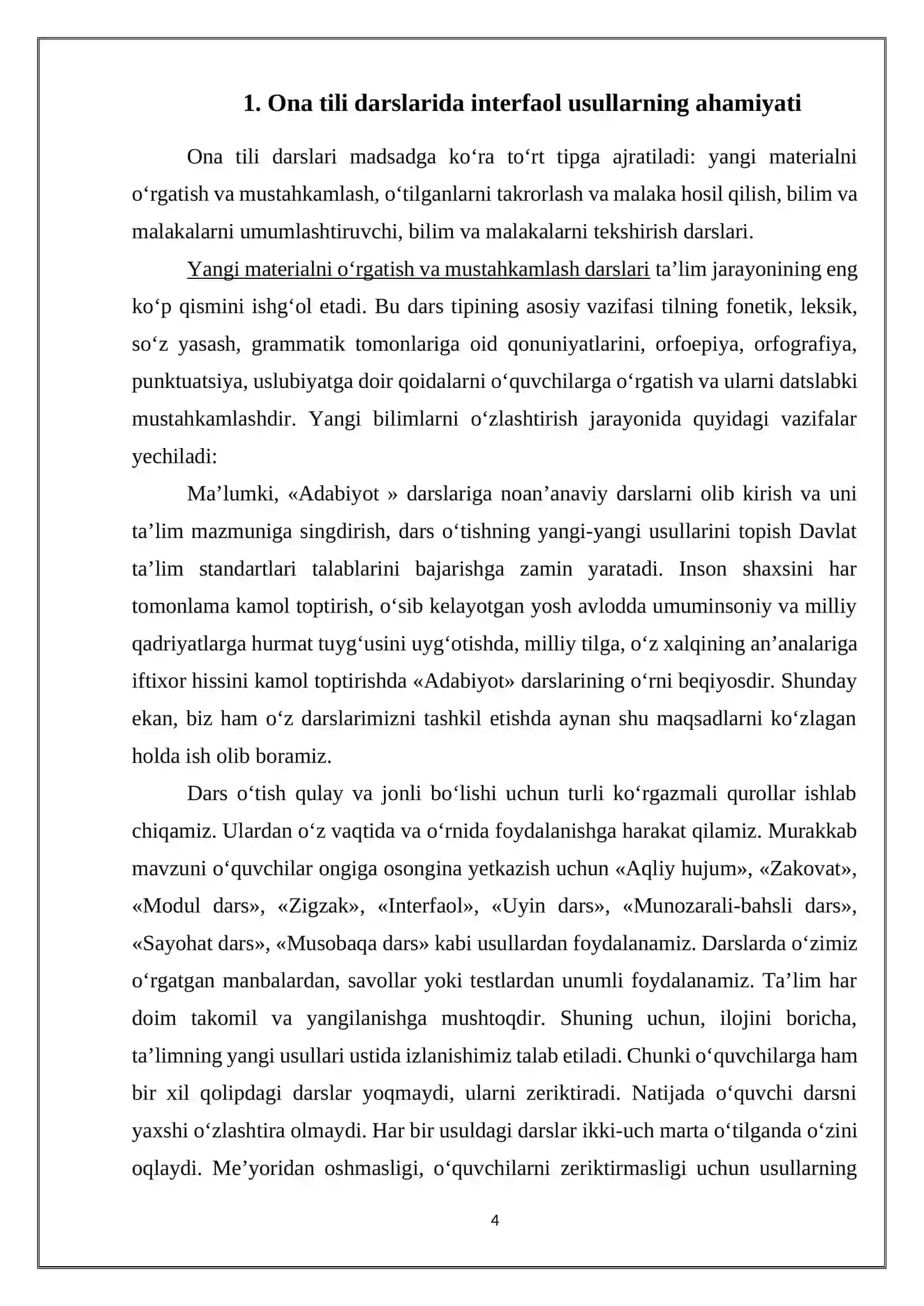 ONA TILI DARSLARIDA NOAN’ANAVIY USULLARDAN FOYDALANISH 4