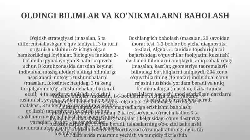 Oʻquvchilarning bilim koʻnikma malakalarni tashkil etish 4