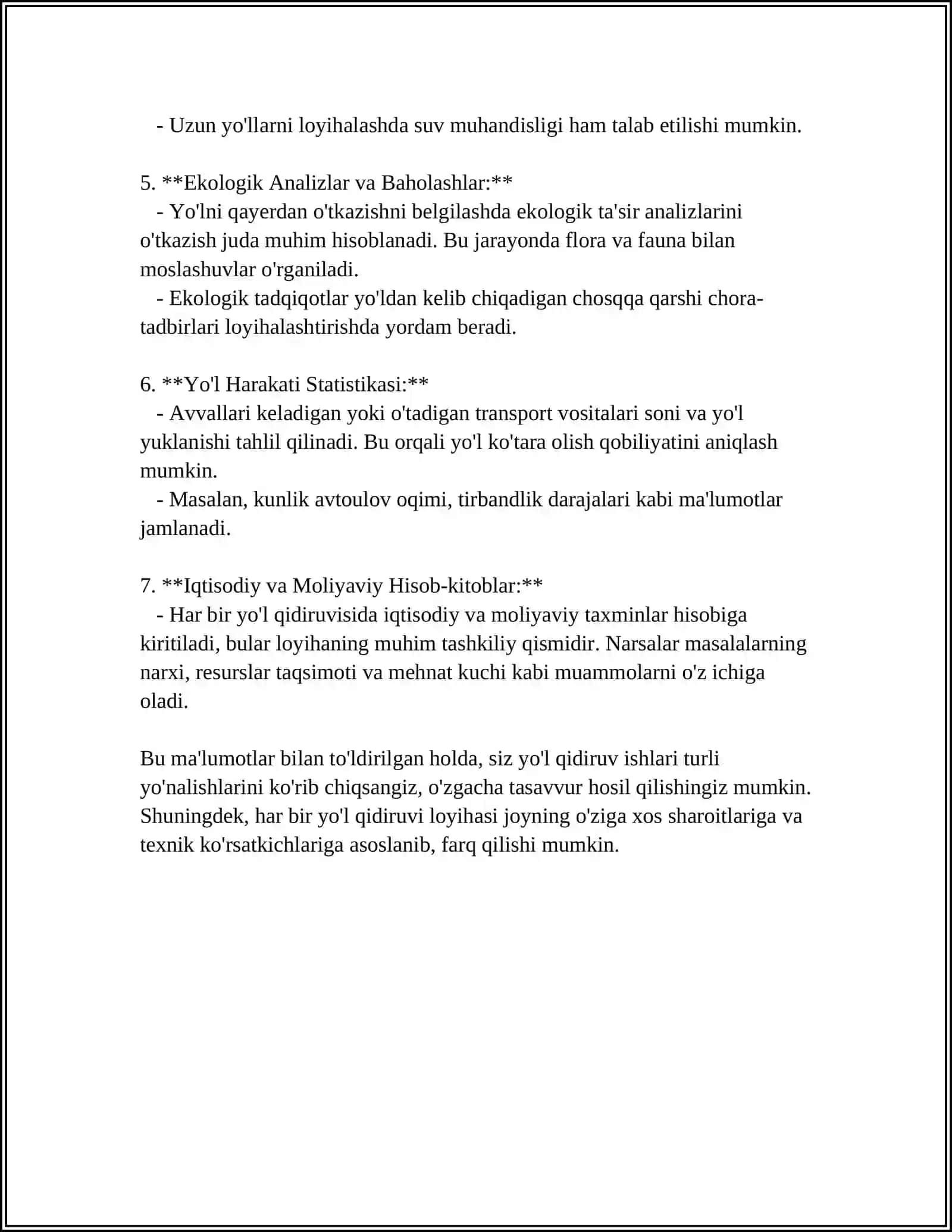 AVTOMOBIL YO’LLARINI MUXANDISLIGIDA QIDIRUV ISHLARI TARKIBI VA TURLARI 4