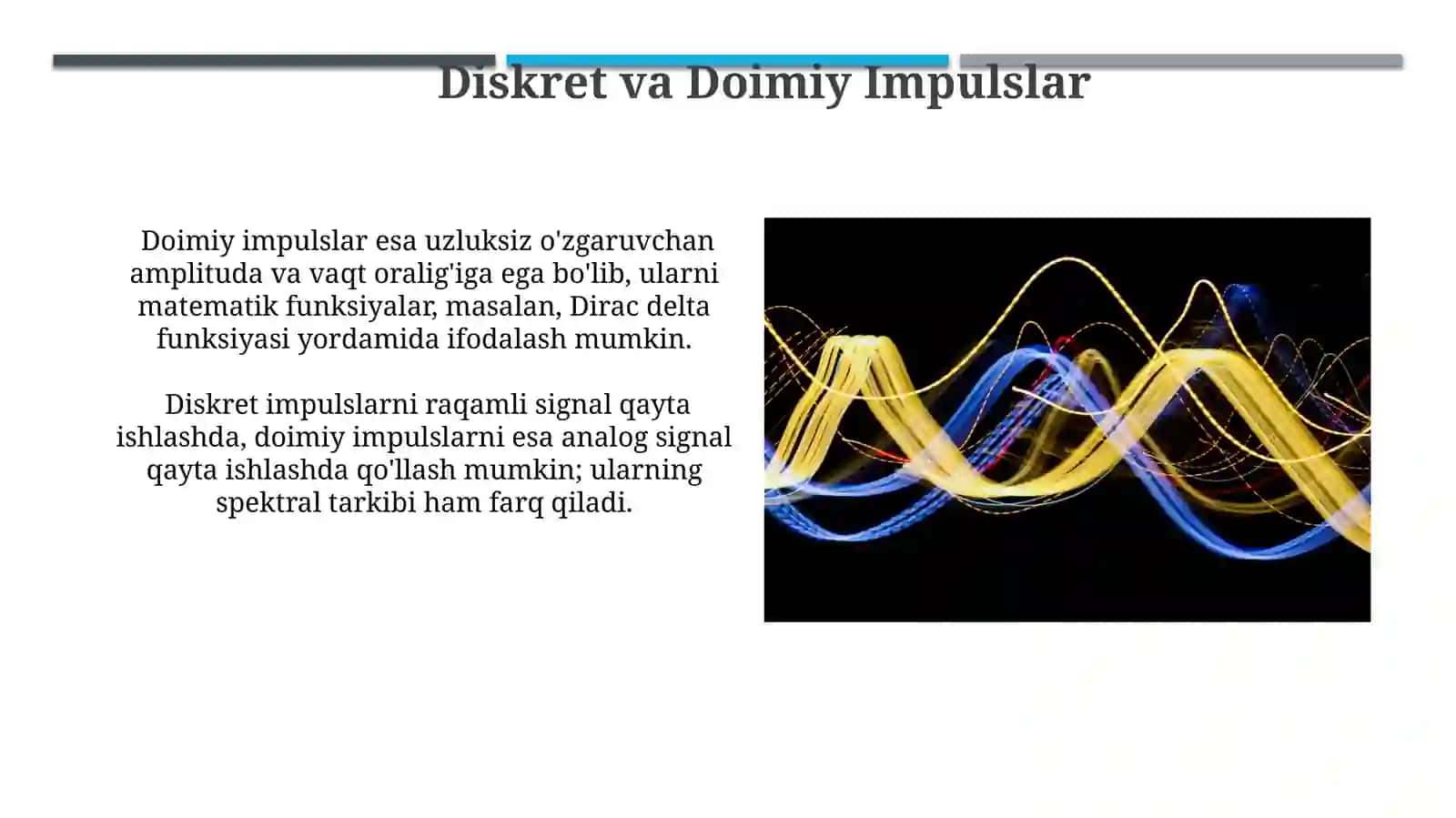 Impulsli signallar,ularni tasvirlash asoslari 4