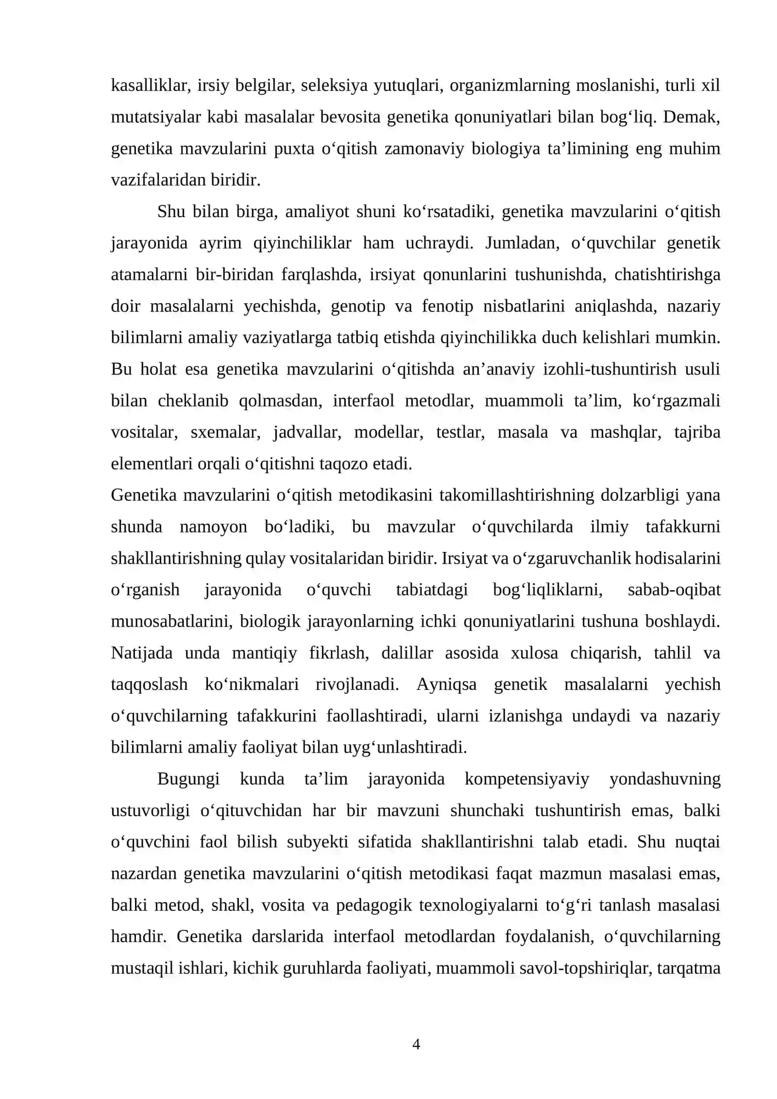 GENETIKA MAVZULARINI O'QITISH METODIKASI 4