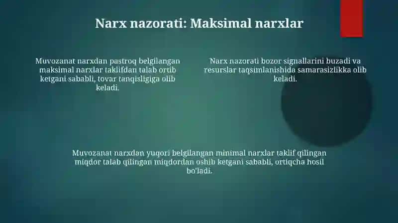 Bozor muvozanati maksimal va minimal narxlar 4