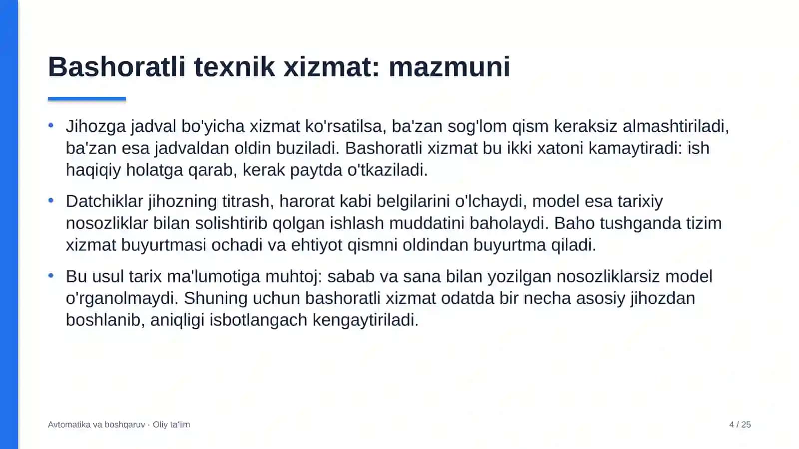 ulgurji bozorlarda bashoratli texnik xizmat ko'rsatish 4303 4