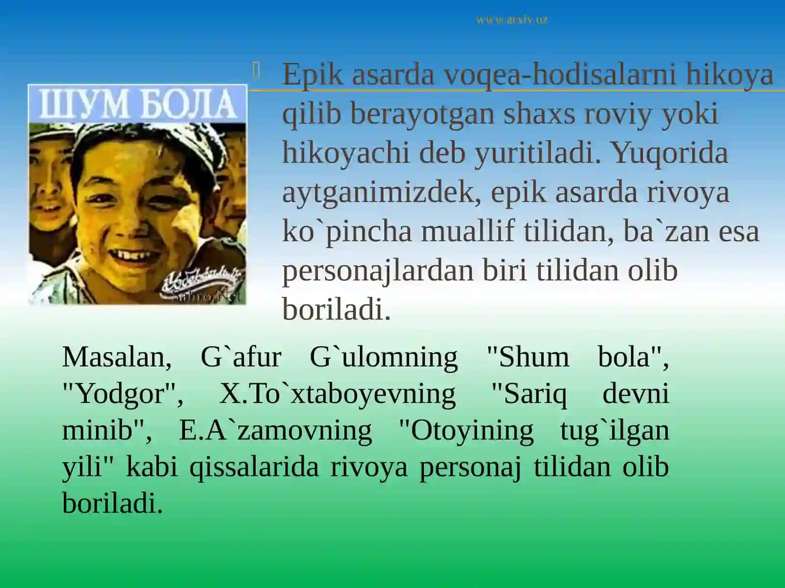 Epik tur va uning janrlariReja 4
