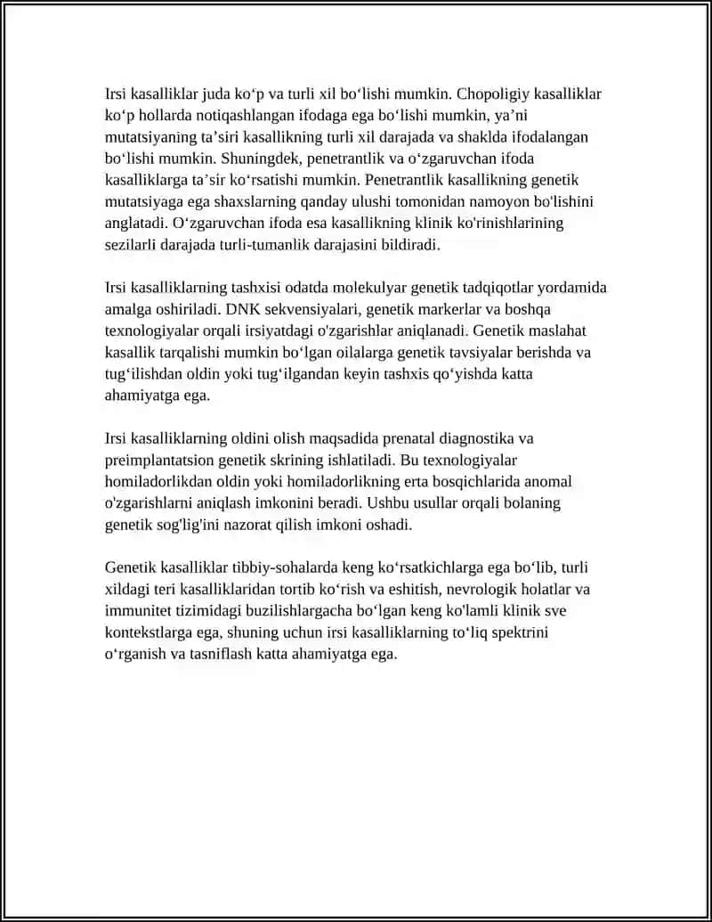 IRSIY KASALLIKLAR. XROMOSOMA KASALLIKLARI 4