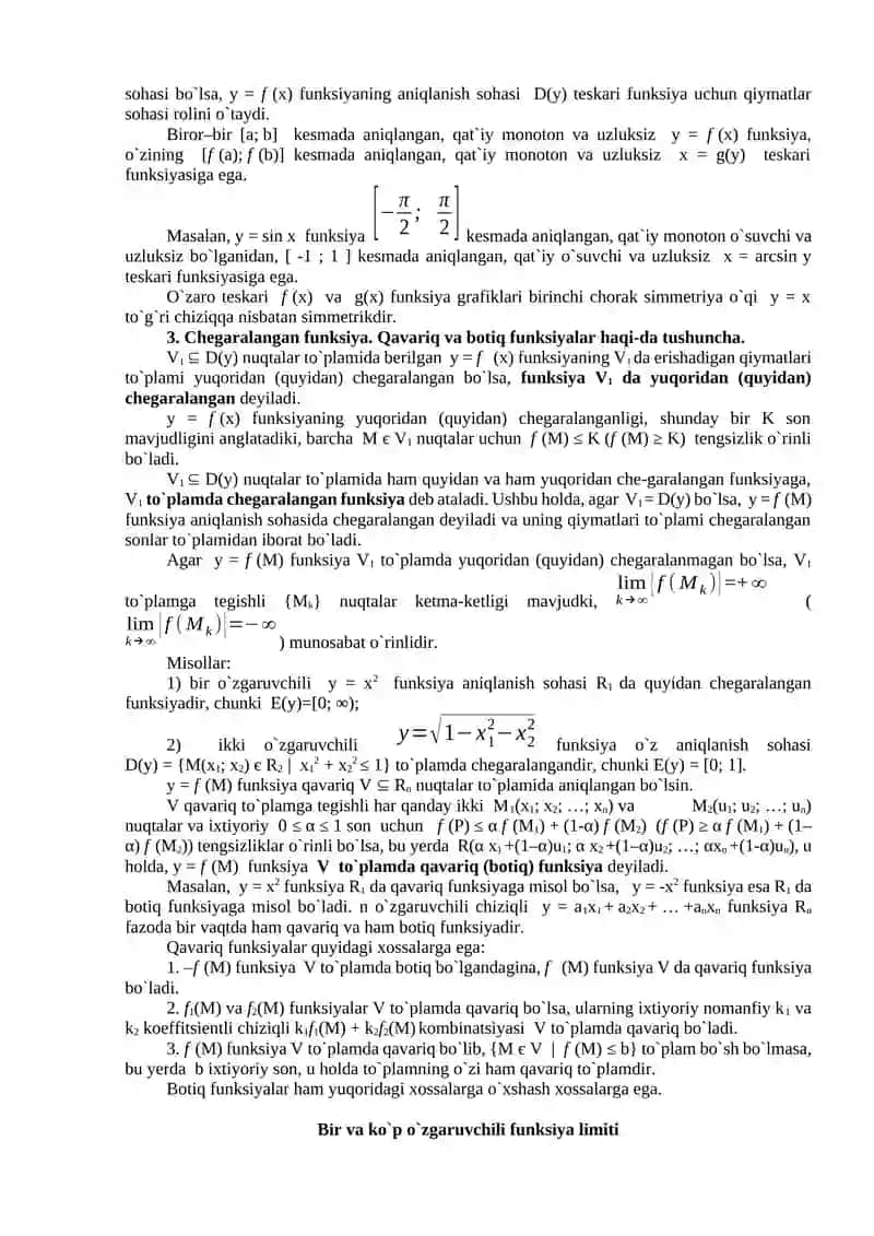Bir va ko`p o`zgaruvchili funksiya differensionali 4