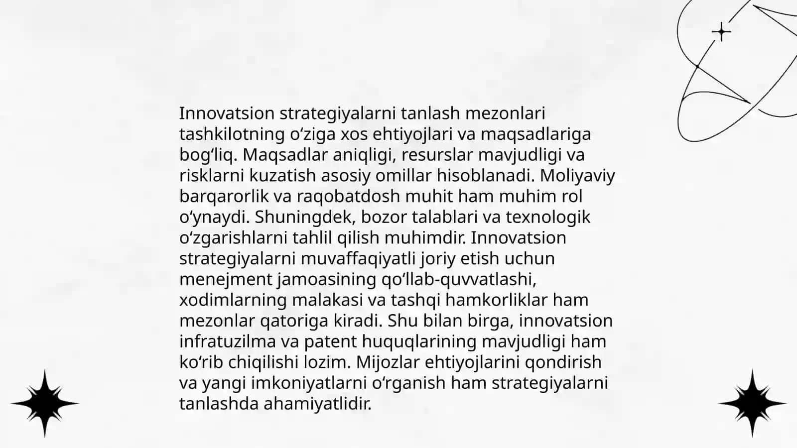 Korxonadagi innovatsion strategiyani tanlash 4