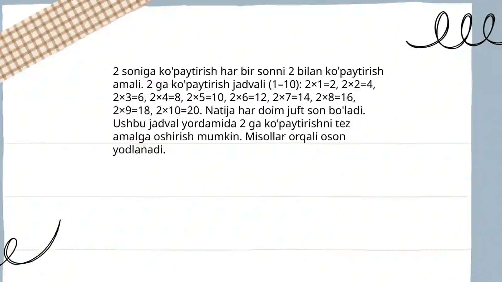 2 soniga ko'paytirish 4