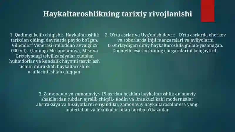 Haykaltaroshlik Va Uning Xususiyatlari 4