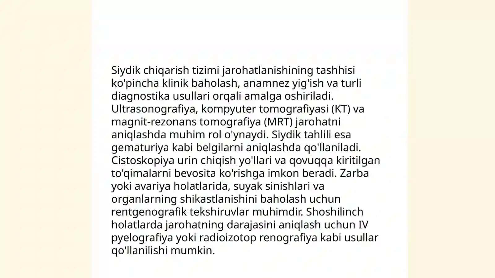 Siydik hosil qilish va ayirish azolari semiotikasi 4