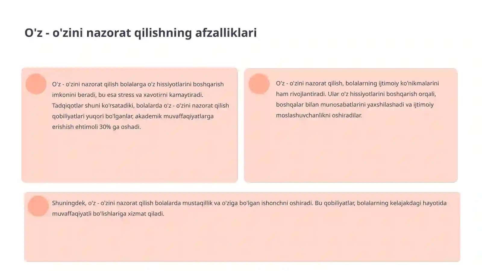 Bolalar ôz -ôzini nazorat qilish mashqlari 4