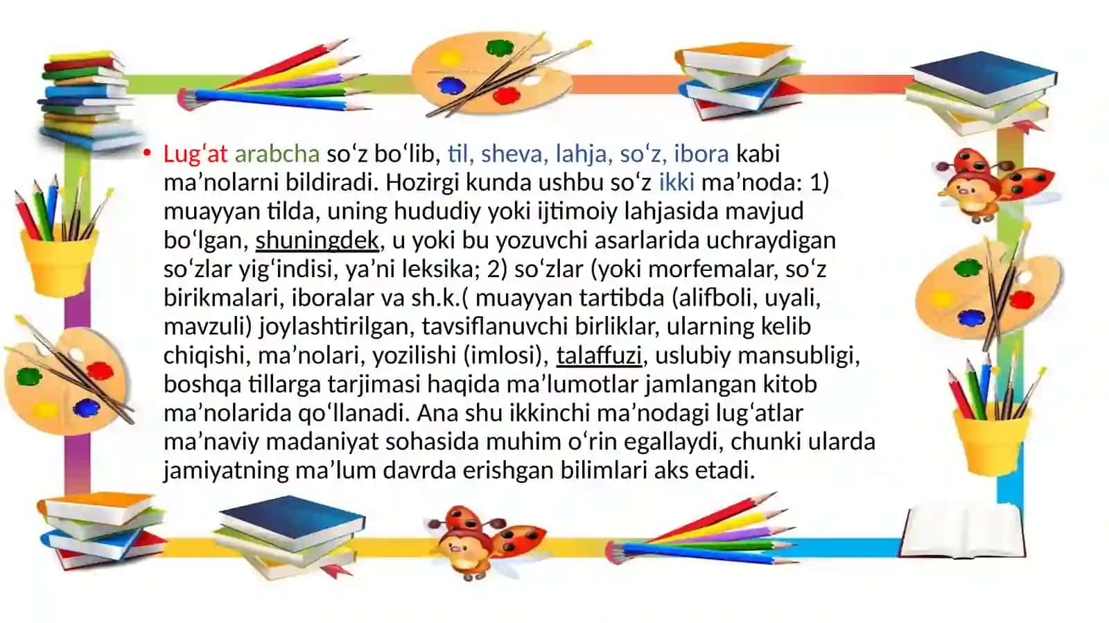 Lug`at  turlari  haqida  ma`lumot berish 4