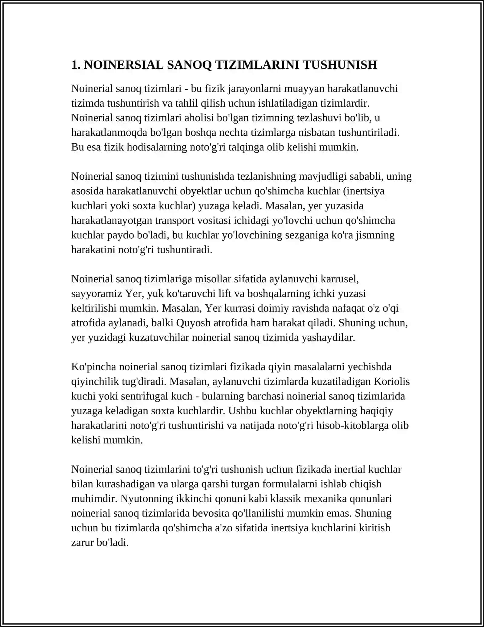 NOINERSIAL SANOQ TIZIMLARI 4