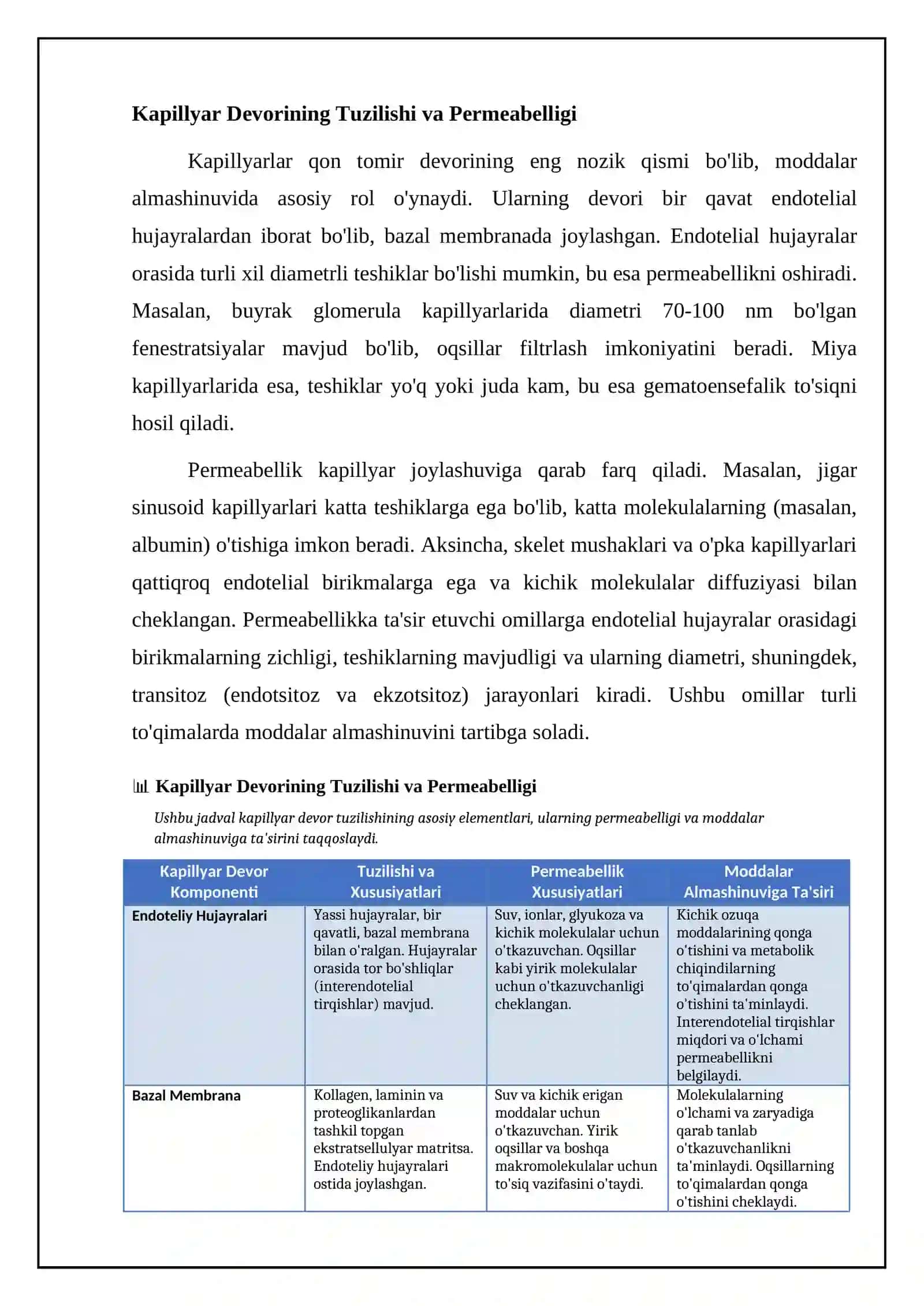 Qon devor tomirlari orqali moddalar almashinishining biofizikaviy mexanizmni 4