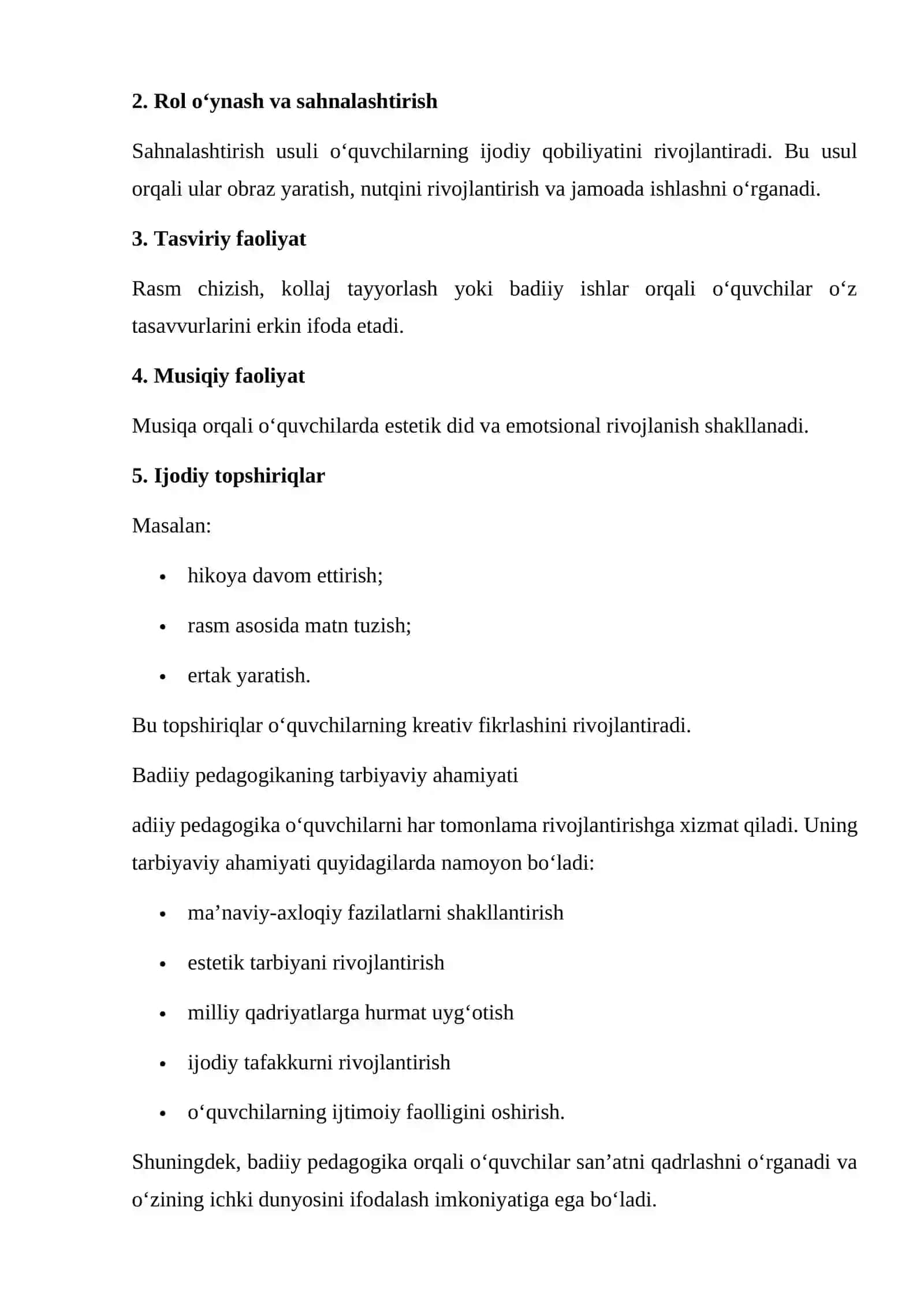 Badiiy pedagogika imkoniyatlaridan foydalanishda kreativ yondashuv 4