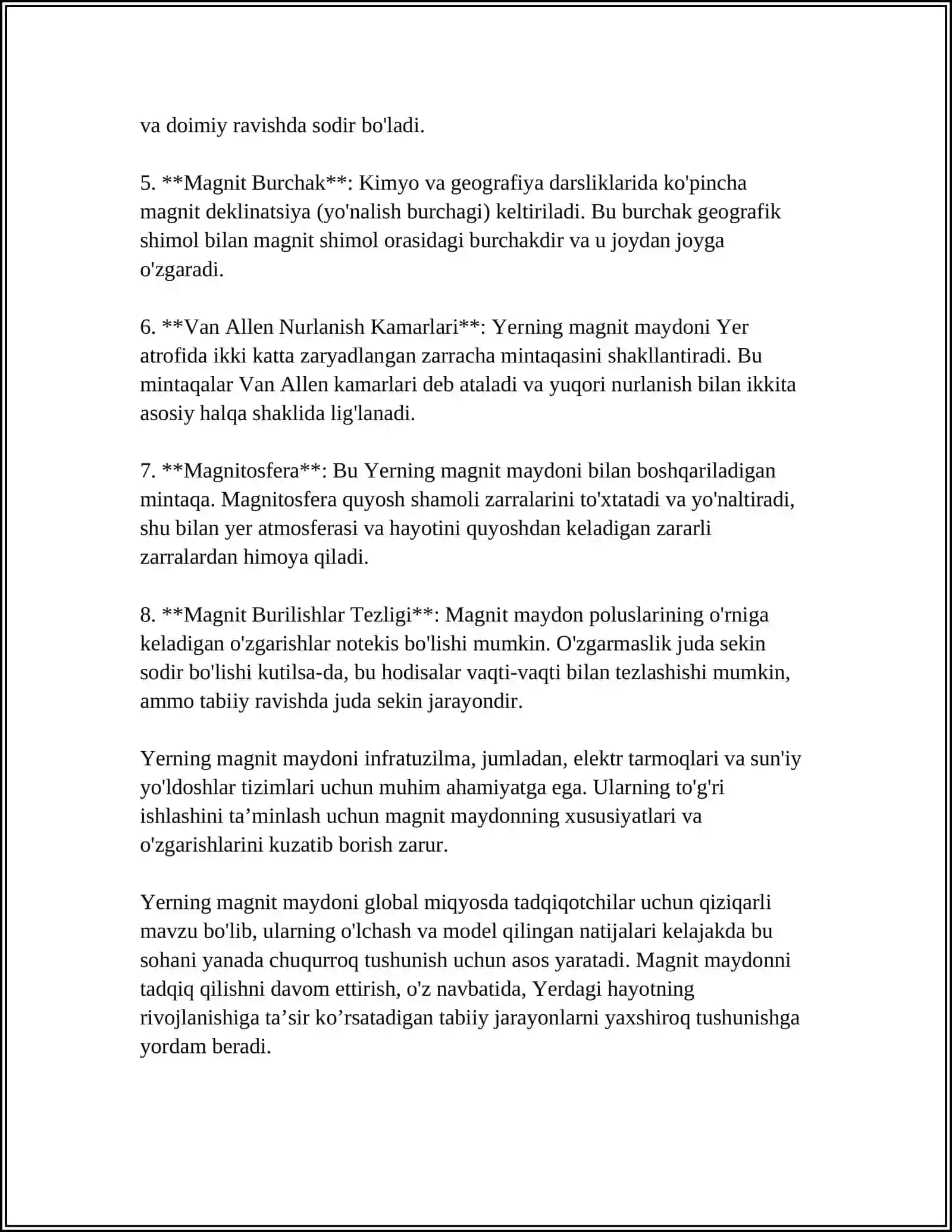 Yerning Magnit Maydoni va Hosil Boʻlish Sabablari 4