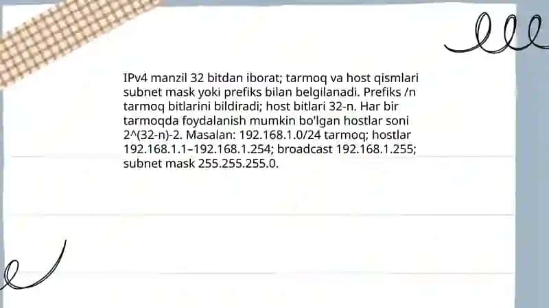 Tarmoqda manzillik tamoyillari 4