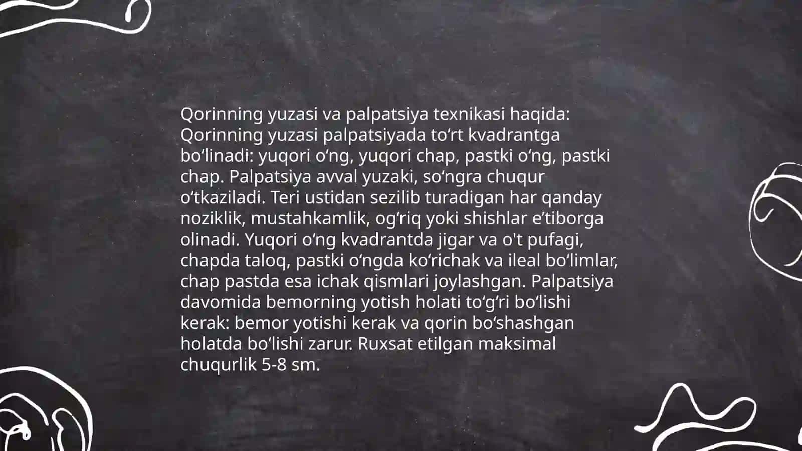 Qorinning yuza palpatsiyasi 4