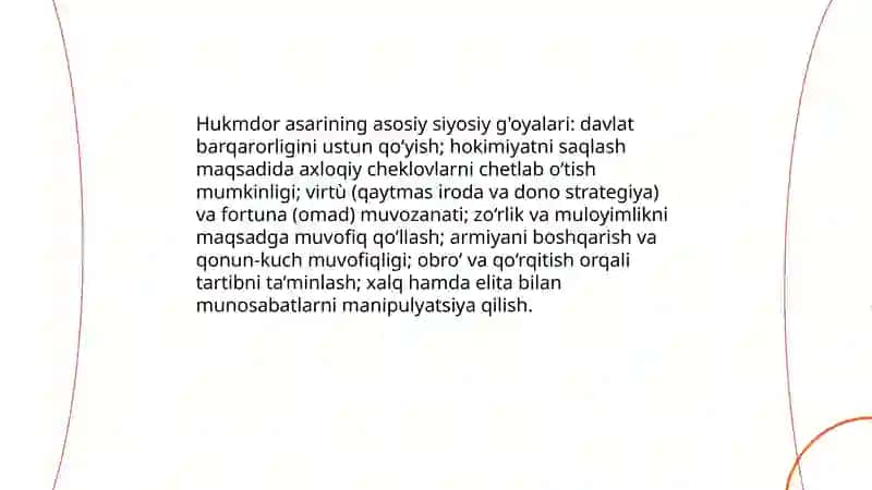 Makiavellining "Hukmdor"asari boʻyicha 4