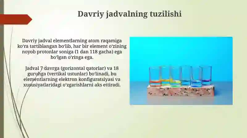 Kimyoviy element birikmalarning guruh va davr bo'yicha o'zgarishi 4