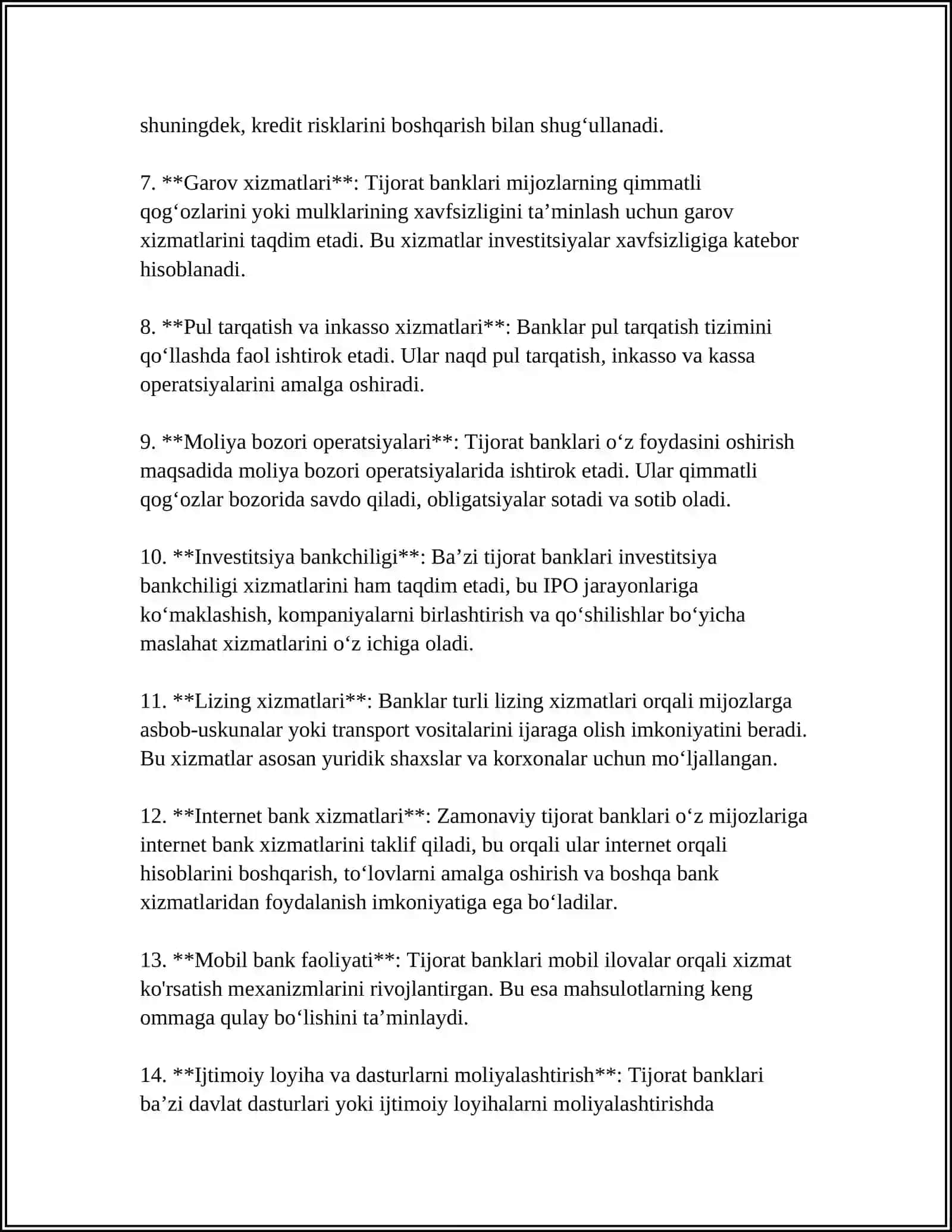 TIJORAT BANKLARINING OPERATSIYALARI 4