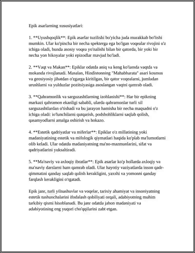 EPIK TUR VA UNING JANRLARI 4