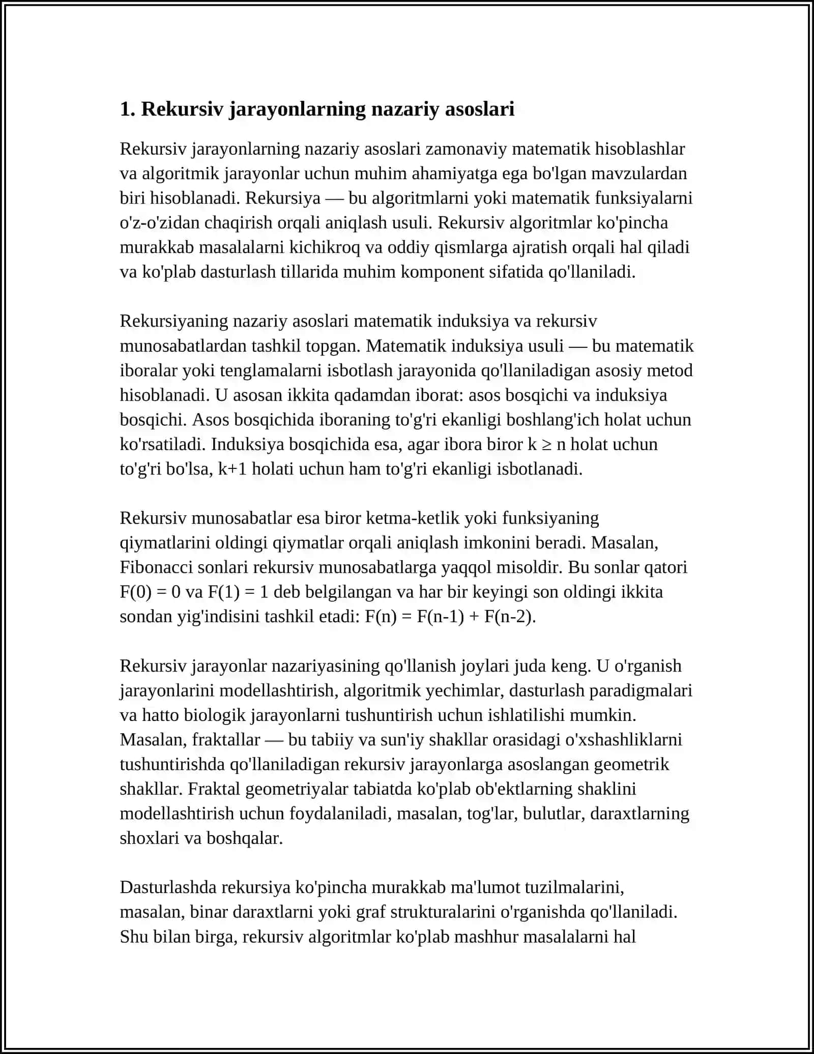 REKURSIV JARAYONLARNI TASHKIL ETISH 4