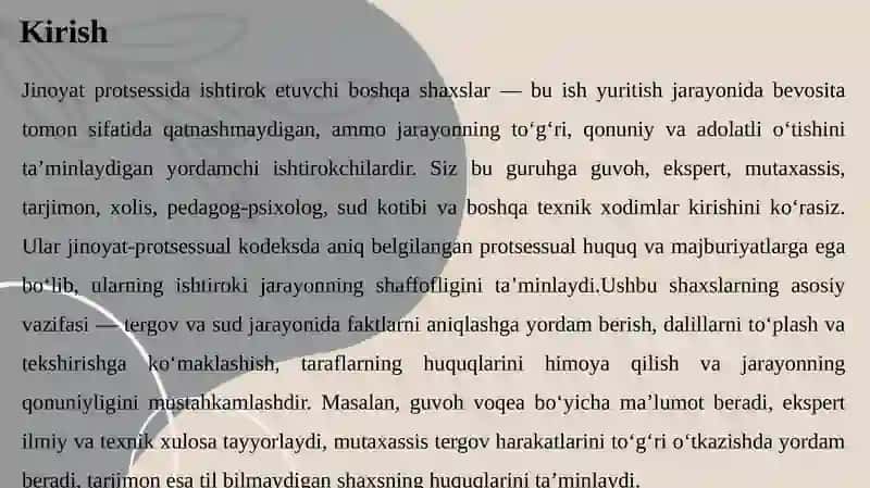 Jinoyat protsessida ishtirok etuvchi boshqa shaxslar 4