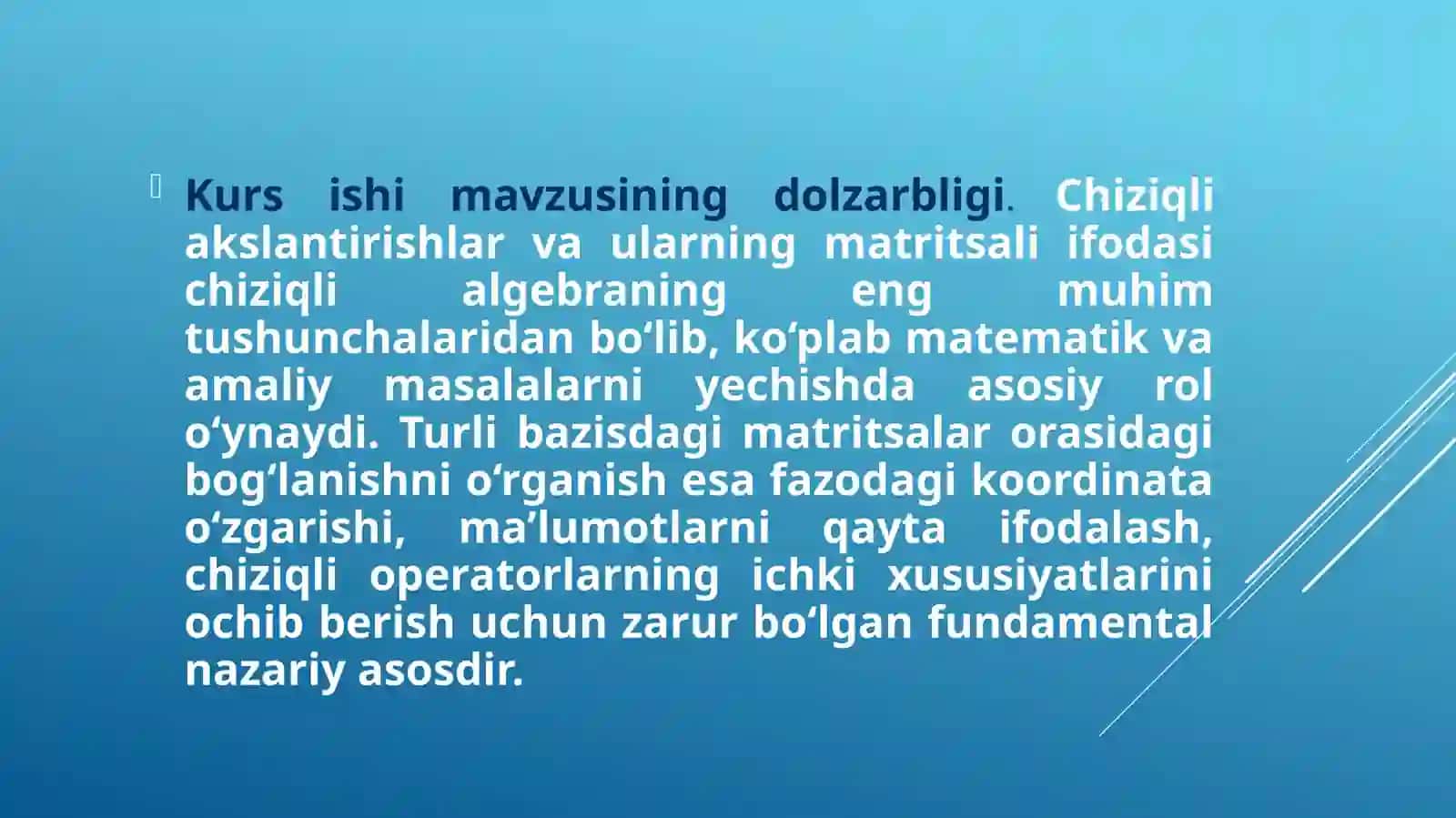 Algebra kurs ishi slayti 4