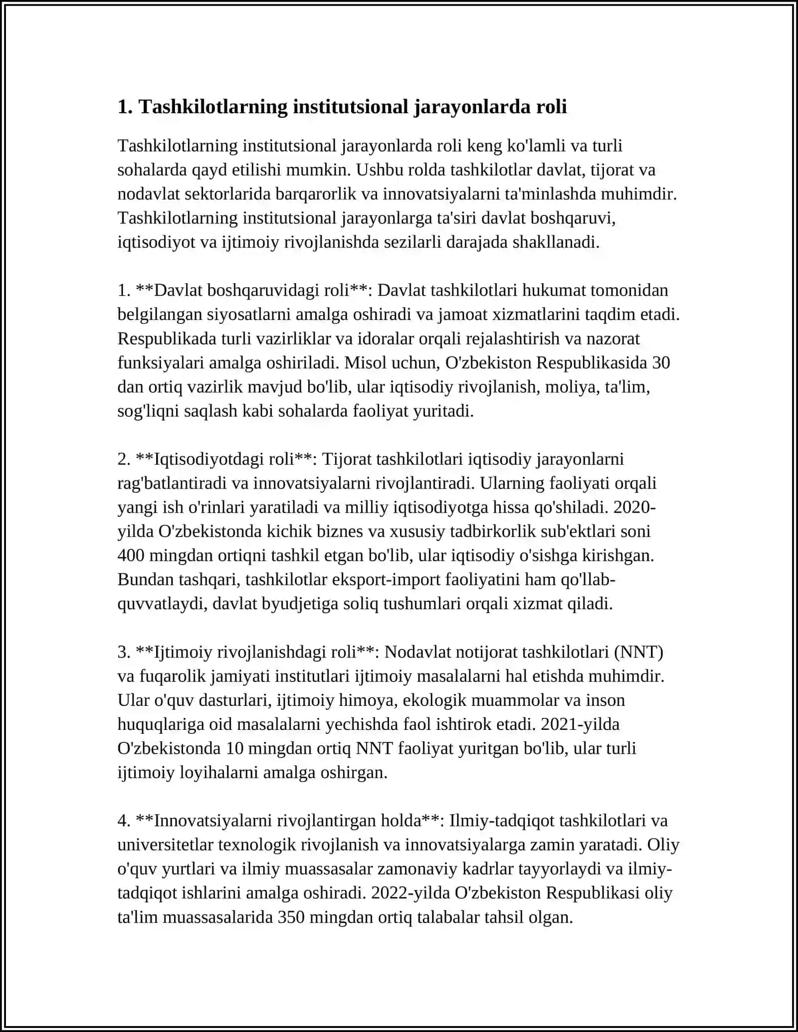 TASHKILOTLARNING INSTITUTSIONAL JARAYONDAGI VAZIFALARI 4