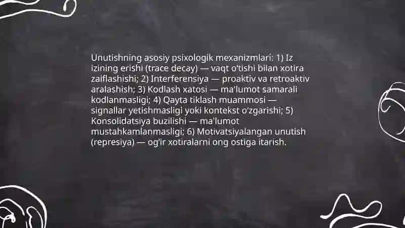 Unutish psixologik jarayon sifatida 4