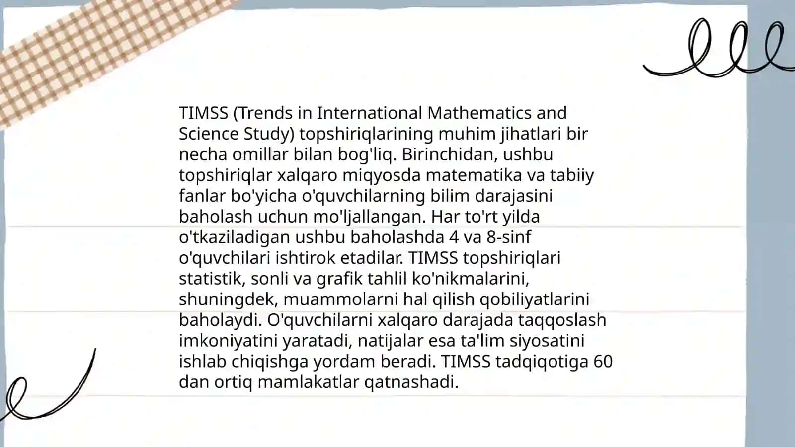 TIMSS xalqaro baholash dasturi mazmuni 4
