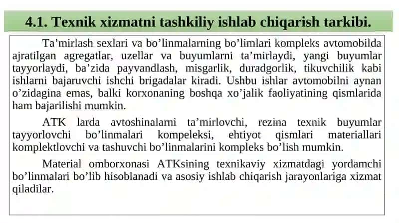 Texnik xizmatni tashkil qilish 4