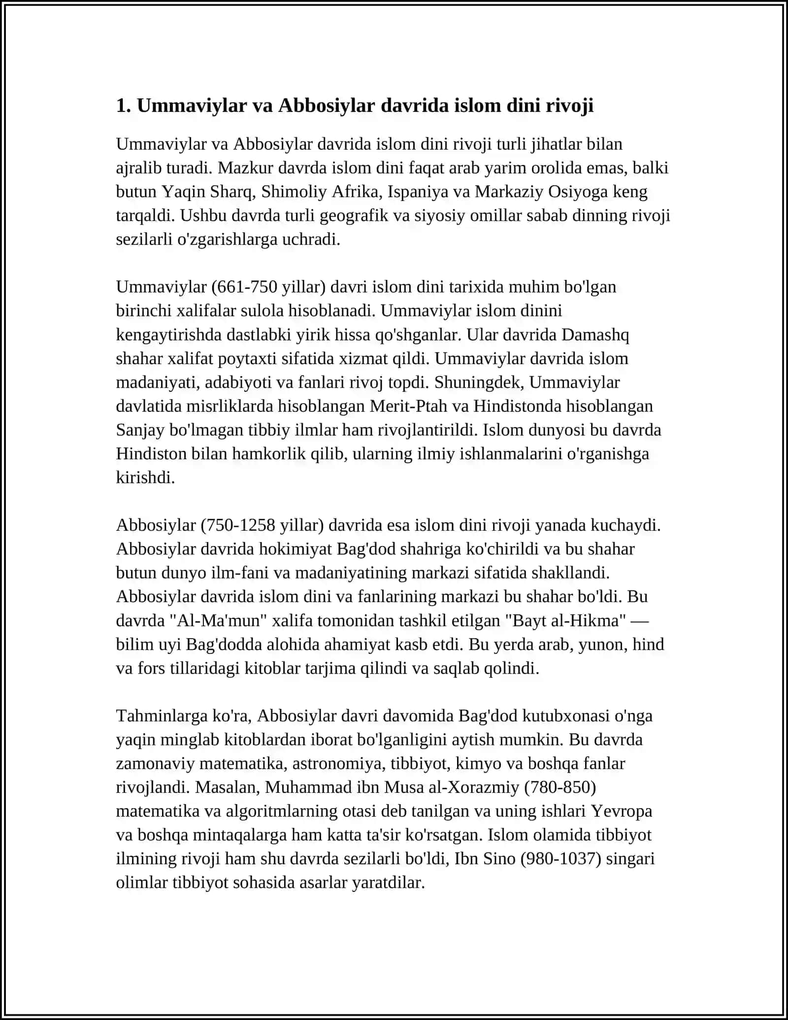 UMMAVIYLAR VA ABBOSIYLAR HUKMRONLIGI DAVRIDA DINGA MUNOSABAT 4