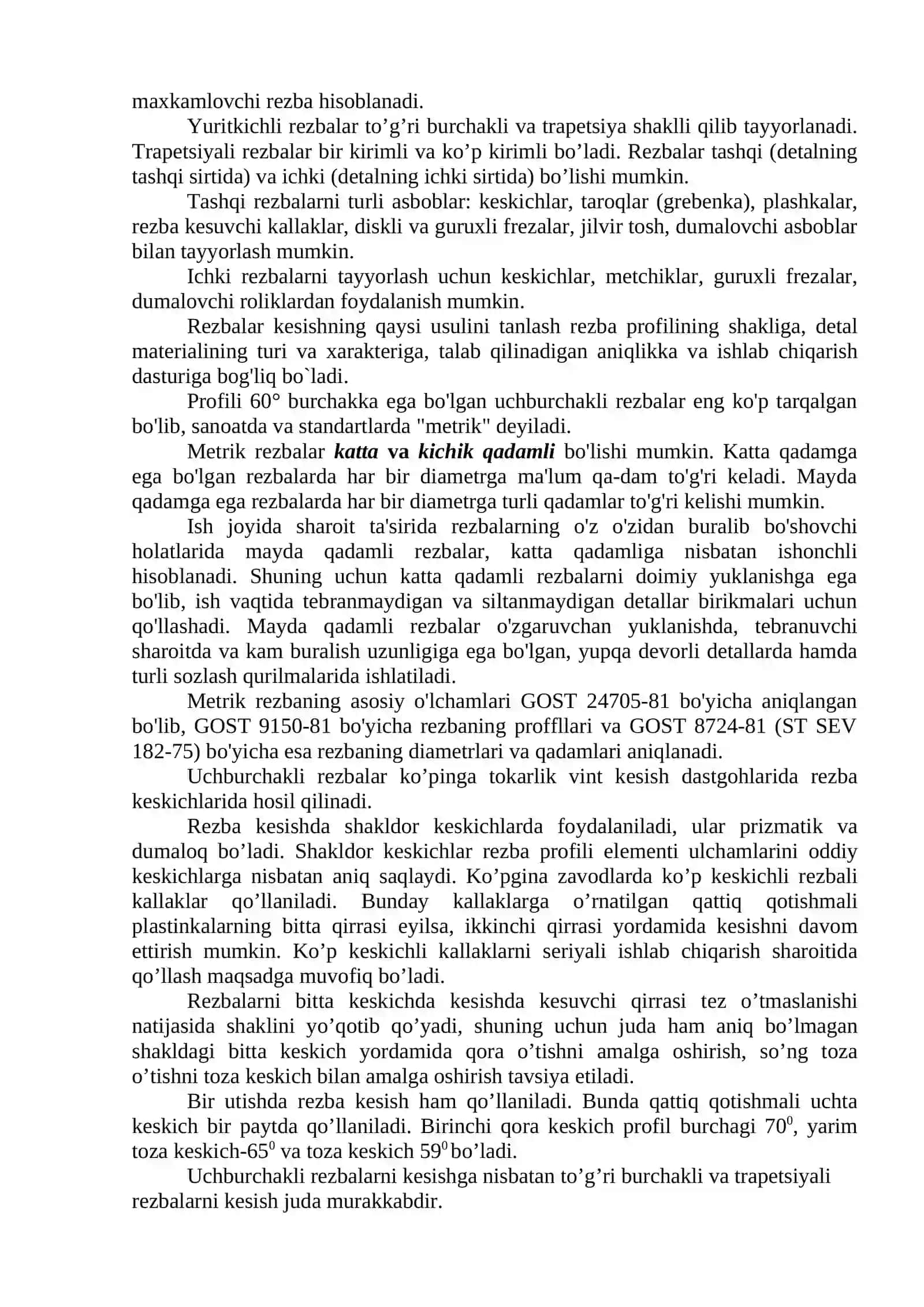 REZBA ELEMENTLARI SISTEMASI VA PROFILI 4