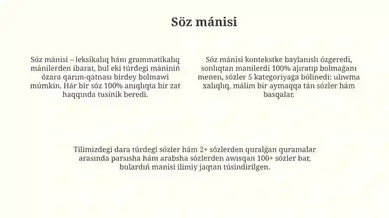 Leksikologiya hám sóz mánileri (sinonim, omonim hám antonim sózler) 4