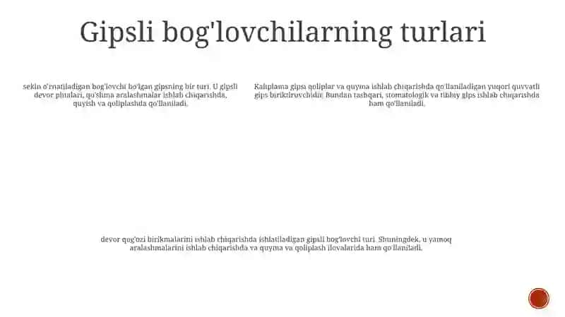 Gipsli Bog'Lovchi Moddalar Ta'Rifi 4