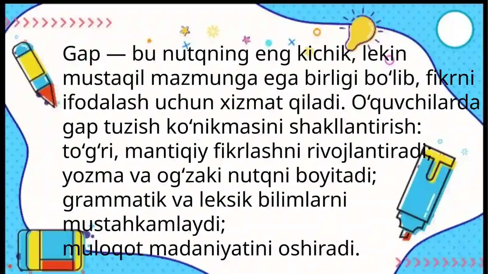 Gap tuzishga o’rgatishda qo‘llaniladigan mashqlar 4