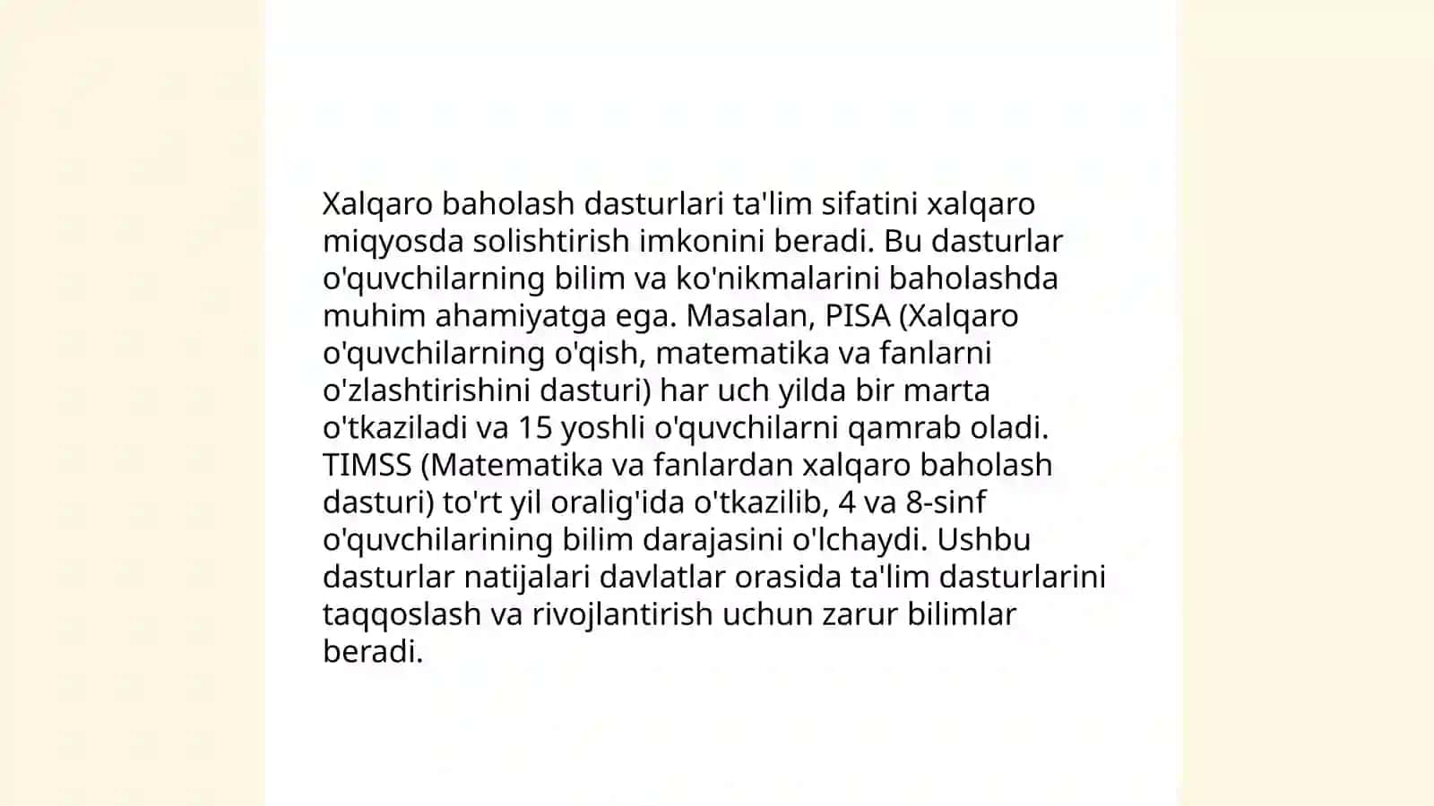 TIMSS VA XALQARO BAHOLASH DASTURLARIDAGI TOPSHIRIQLARNI BAJARISH MEXANIZMI 4