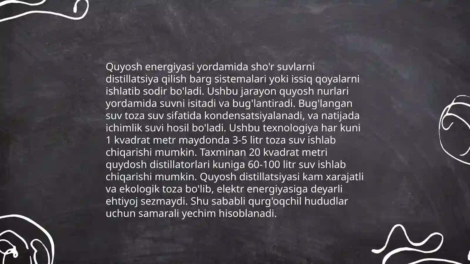 Sho'r suvlarni chuchuklashtirish g'oyasi 4
