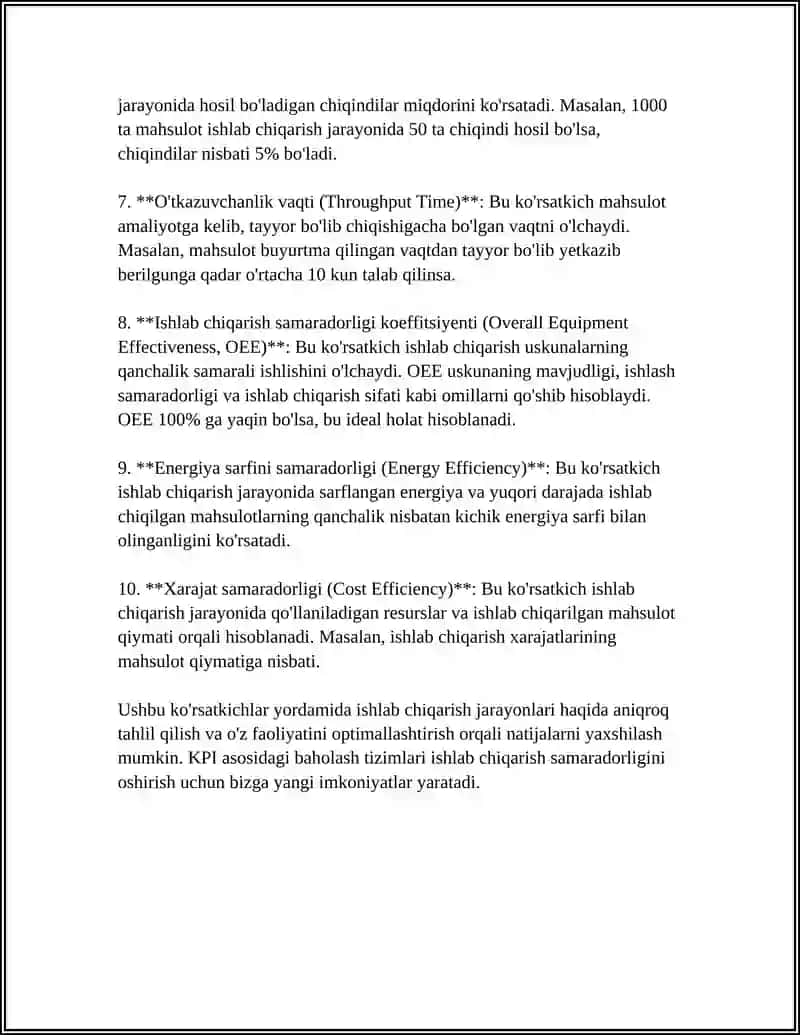 KORXONANI ISHLAB CHIQARISH SAMARADORLIGI 4