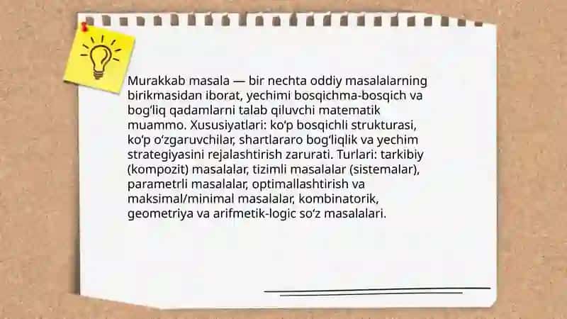 Sodda va murakkab masalalar 4