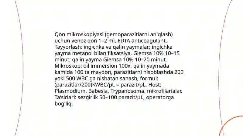 Parazitar kasalliklarning diagnostika usullari 4