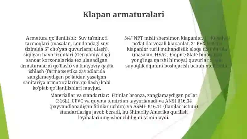 Muhandislik kamunikatsiyalarida ishlatiladigan armaturalar 4