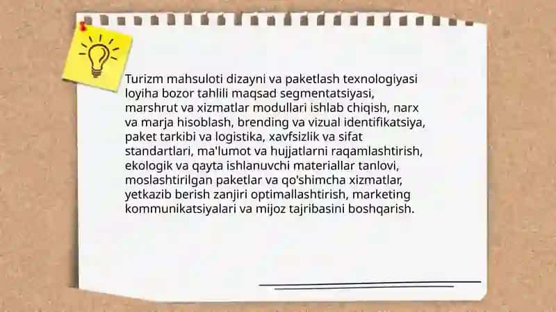 Turizm turlarini ishlab chiqarish texnalogotasi 4