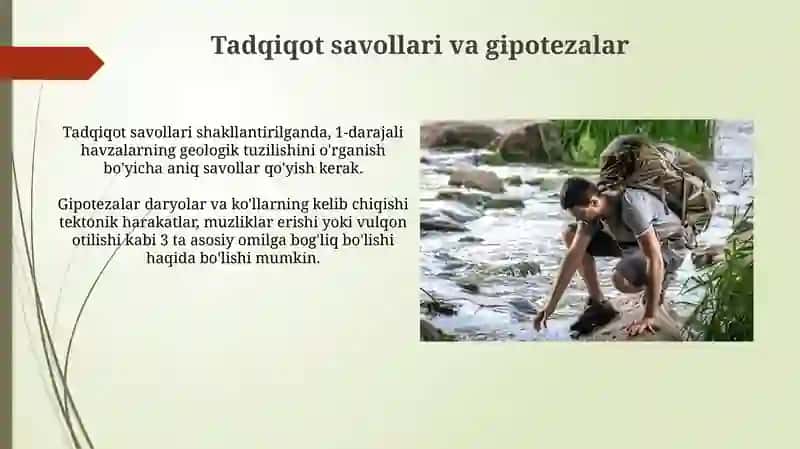Daryo va ko'llarning kelib chiqishiga ko'ra o'rganish metodikasi 4