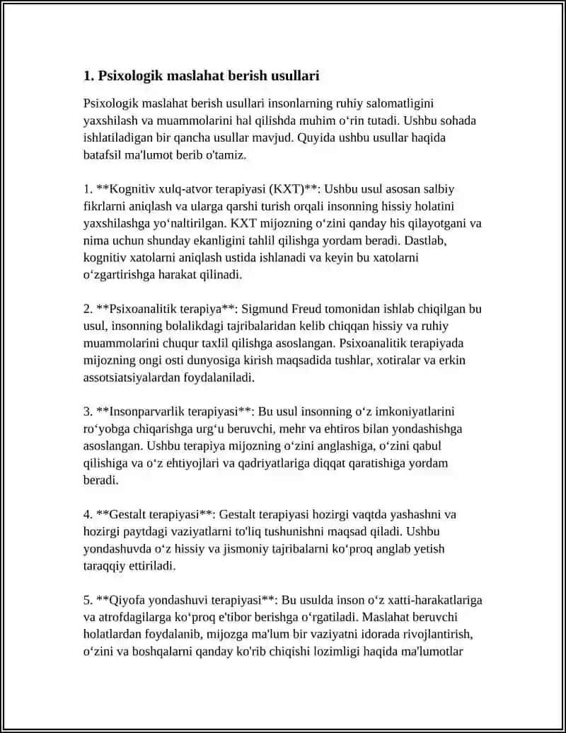 Psixologik maslahat berish usullari 4