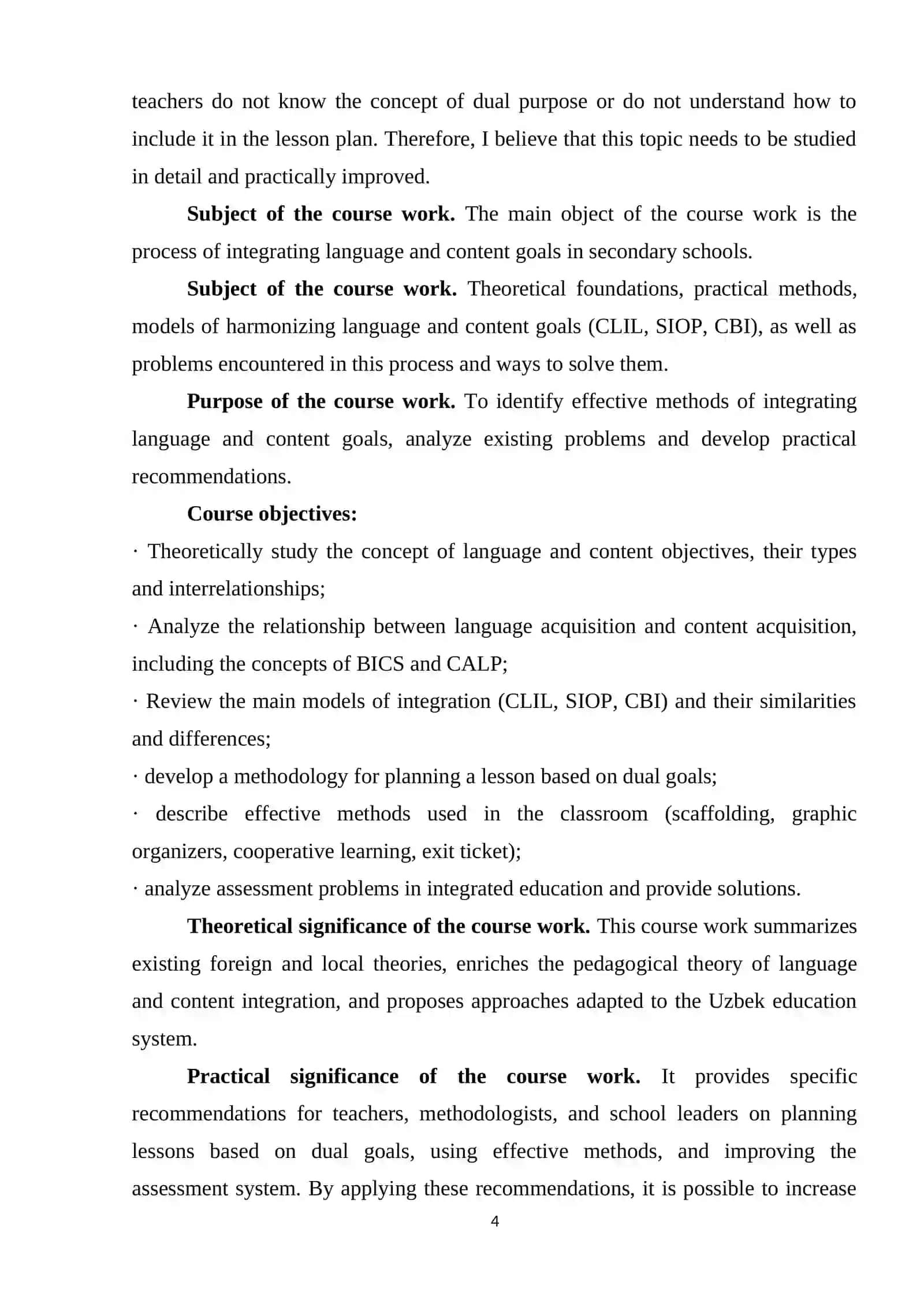 THEORETICAL FOUNDATIONS OF INTEGRATING LANGUAGE AND CONTENT OBJECTIVES 4